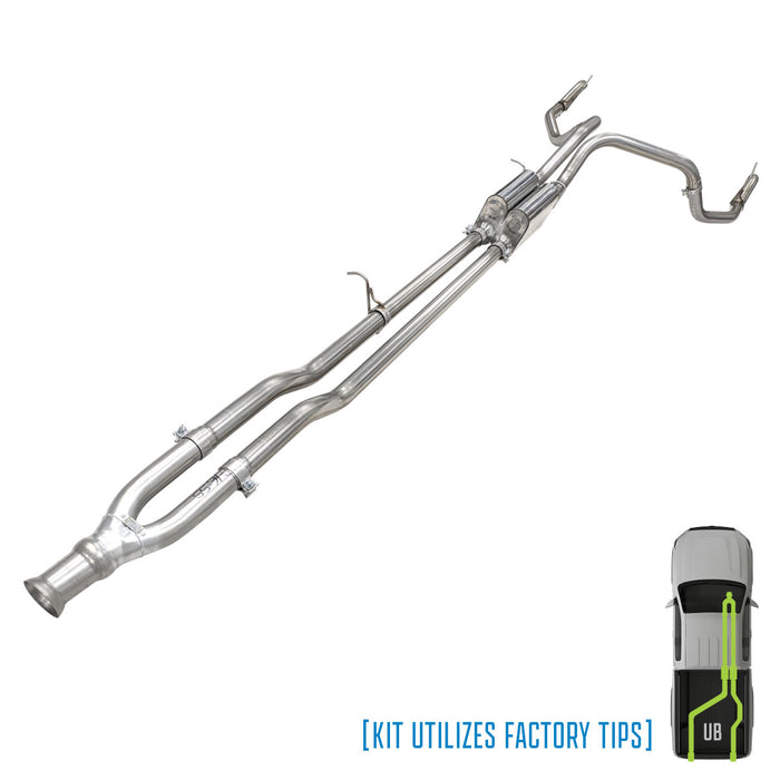 GMC/Chevy, IN bumper, 2019-2025, Stainless - MPI Exhaust Cat-Back Dual Exhaust Kits