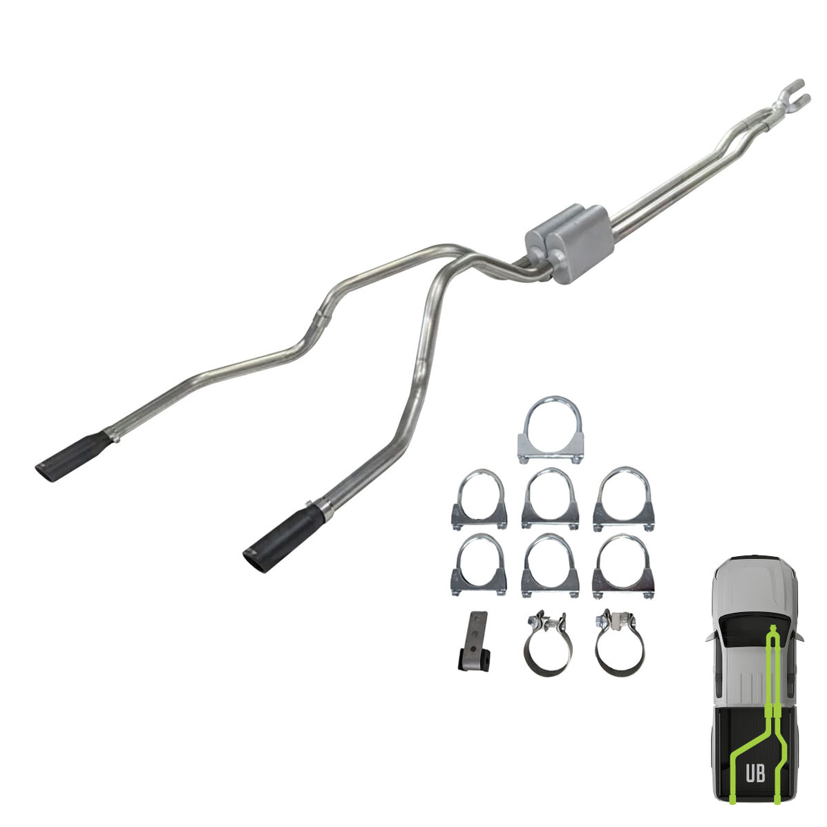 Ford, 2011-2016, 6.2L - Bolt-on, MPI Exhaust Cat-Back Dual Exhaust Kit ...
